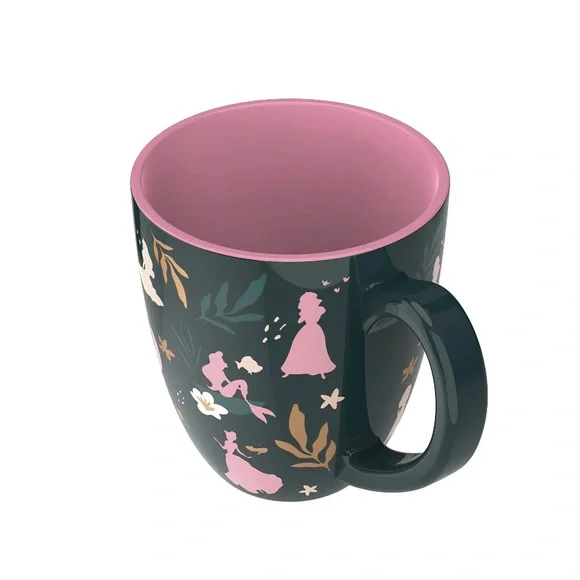 15oz Disney Princess Silhouette Mug - Dark Green and Pink - Picture 3 of 5